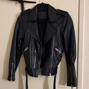 All Saints Black Leather Biker Jacket